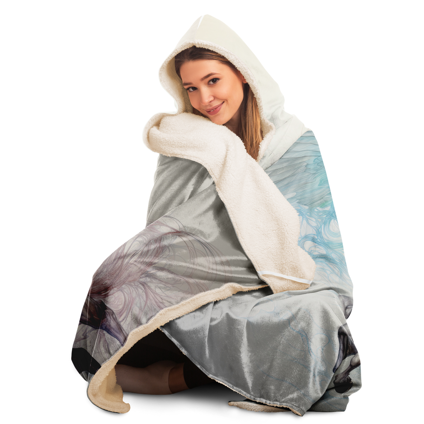 Aqua Fire Pegasus Hooded Blanket